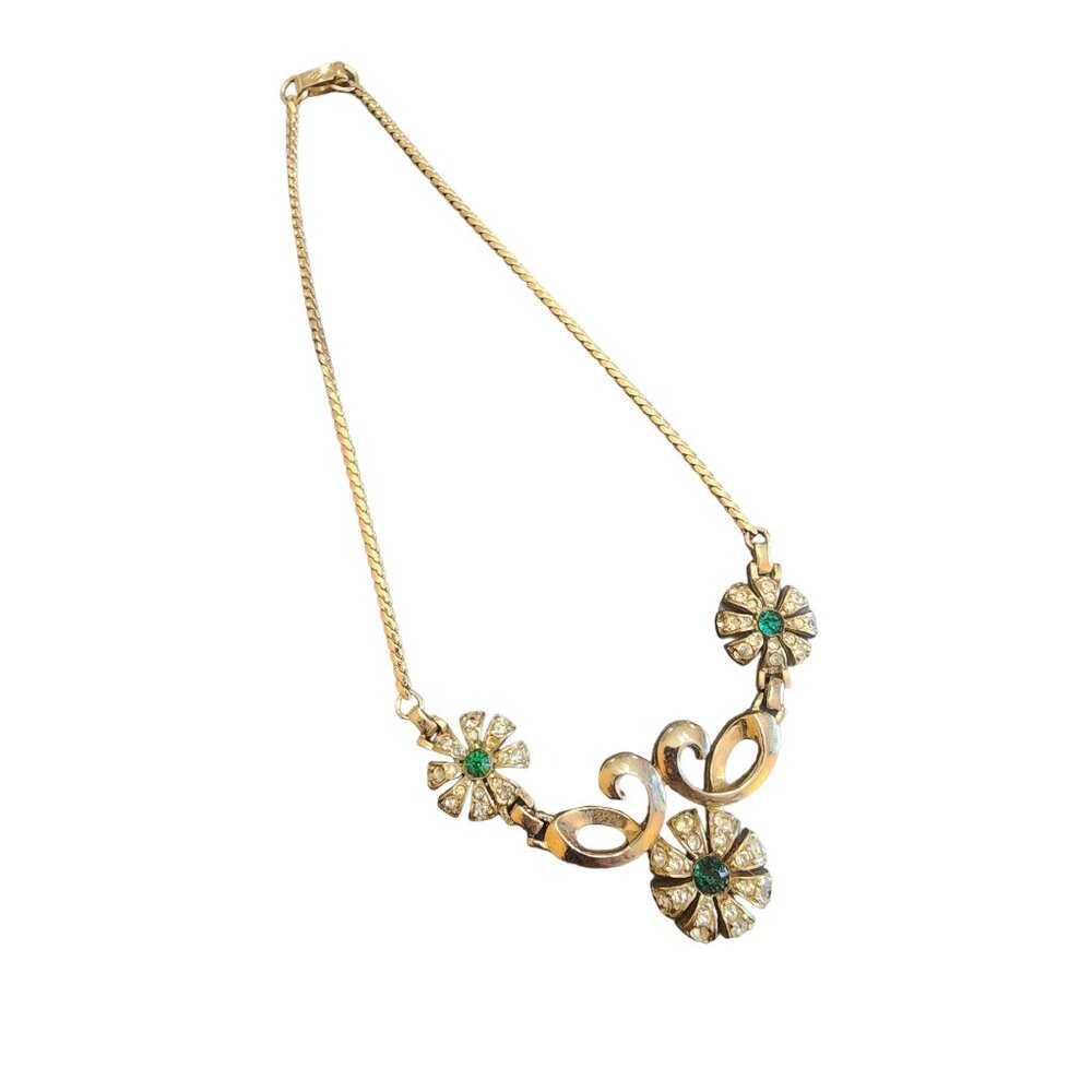 Vintage Lustern Signed Rhinestone Necklace (A2589)